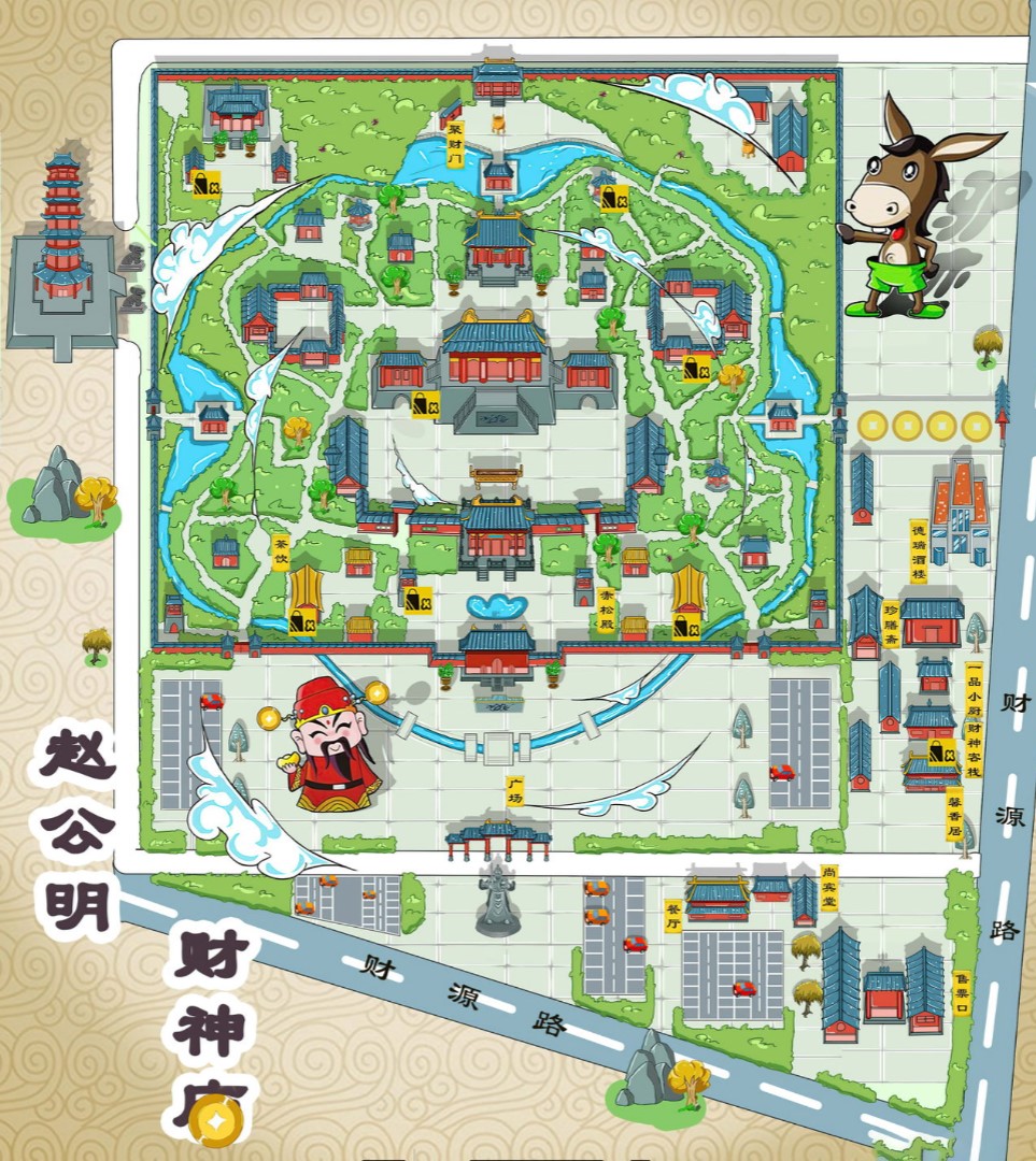 武陵寺庙类手绘地图